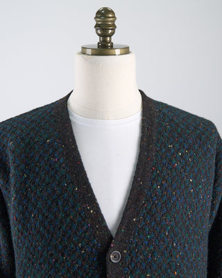 Inis Meain Fíodoír Wool Cashmere Cardigan Teal  3