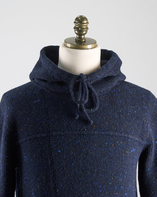 Inis Meain Donegal Wool Cashmere Life Vest Hoodie Navy 0 2