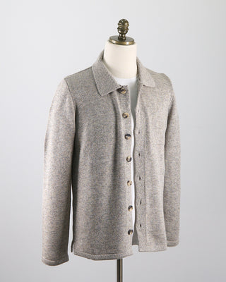 Inis Meain Classic Knit Shirt Jacket Taupe  1