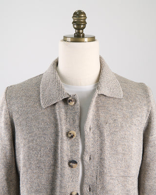 Inis Meain Classic Knit Shirt Jacket Taupe  3