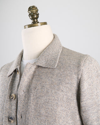 Inis Meain Classic Knit Shirt Jacket Taupe  4