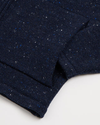 Inis Meain Wool Cashmere Lifeline Detailed Zip Jacket Sweater Navy 3 2904