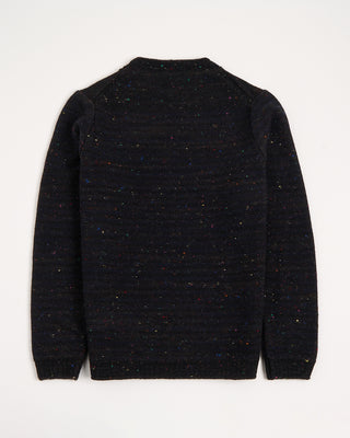 Inis Meain Navy Donegal Wool Cashmere Striped Mock Neck Sweater Navy  Brown 6 3008