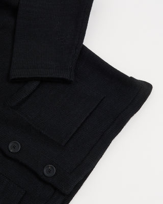 Inis Meain Wool Linen Notch Lapel Pub Jacket Sweater Black 4