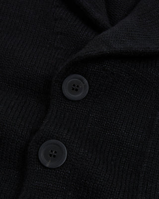 Inis Meain Wool Linen Notch Lapel Pub Jacket Sweater Black 5