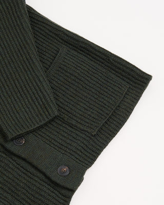 Inis Meain Wool Linen Ribbed Boat Builder Cardigan Sweater Green 4