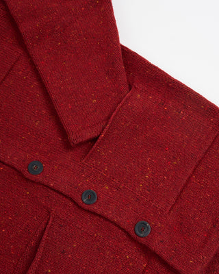 Inis Meain Wool Cashmere Shirt Collar Carpenters Jacket Sweater Red 3 3080