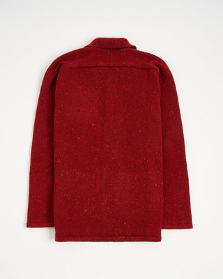 Inis Meain Wool Cashmere Shirt Collar Carpenters Jacket Sweater Red 8 3077