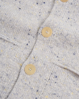Inis Meain Wool Cashmere Shirt Collar Carpenters Jacket Sweater Silver 3