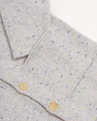 Inis Meain Wool Cashmere Shirt Collar Carpenters Jacket Sweater Silver 4