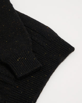 Inis Meain Black Donegal Wool Cashmere Aran Ridges Cableknit Crewneck Sweater Black 45 3019