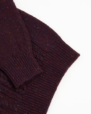 Inis Meain Burgundy Donegal Wool Cashmere Aran Ridges Cableknit Crewneck Sweater Burgundy 1 3096