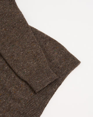 Inis Meain Wool Cashmere Classic Light Weight Flat Stitch Crewneck Sweater Brown 3