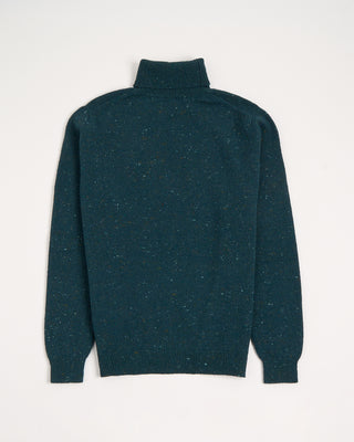 Inis Meain Wool Cashmere Classic Light Weight Flat Stitch Turtleneck Sweater Teal 15 3017