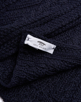 Inis Meain Alpaca Silk Classic Aran Cable Scarf Navy 1 4510