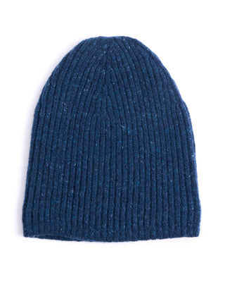 Inis Meain Classic Merino Wool Cashmere Fisherman Ribbed Hat Blue 2 4474