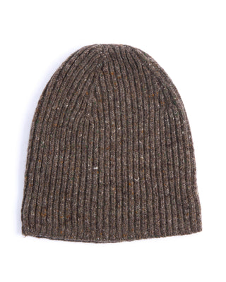 Inis Meain Classic Merino Wool Cashmere Fisherman Ribbed Hat Brown 3 4484