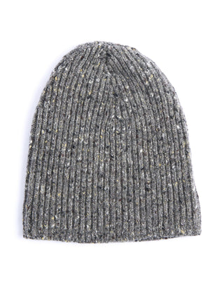 Inis Meain Classic Merino Wool Cashmere Fisherman Ribbed Hat Grey 1 4487