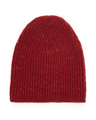 Inis Meain Classic Merino Wool Cashmere Fisherman Ribbed Hat Red 3 5624
