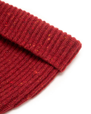 Inis Meain Classic Merino Wool Cashmere Fisherman Ribbed Hat Red 4 5653