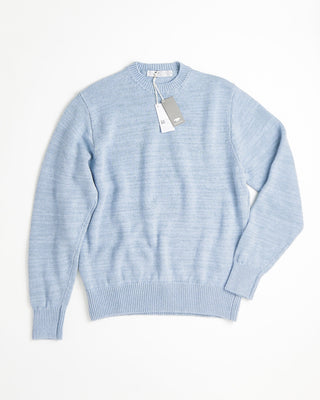 Inis Meain Full Fashioned Linen Crewneck Sweater Light Blue 