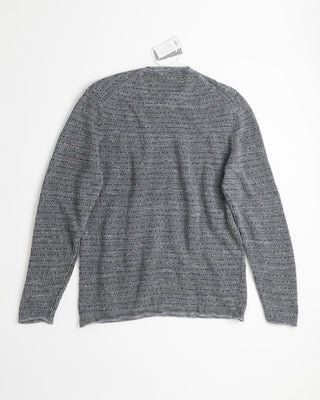 Inis Meain Washed Linen Fanach Rolled Edge Crewneck Sweater Grey  4