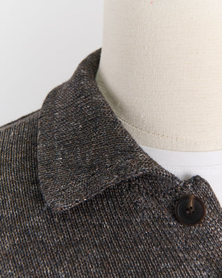 Inis Meain Signature 100% Washed Linen Charcoal Marl Shirt Jacket Charcoal 0 4