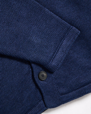 Inis Meain 100% Washed Linen Classic Button Front Overshirt Sweater Navy 10 8053