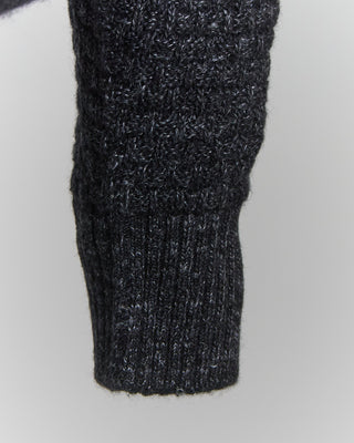 Inis Meain Cashmere  Linen Blend Half Basket Classic Crewneck Sweater Black 0 1