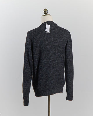 Inis Meain Cashmere  Linen Blend Half Basket Classic Crewneck Sweater Black 0 6