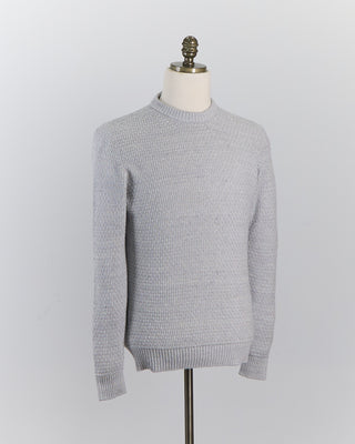 Inis Meain Cashmere  Linen Blend Half Basket Classic Crewneck Sweater Heather Grey 0