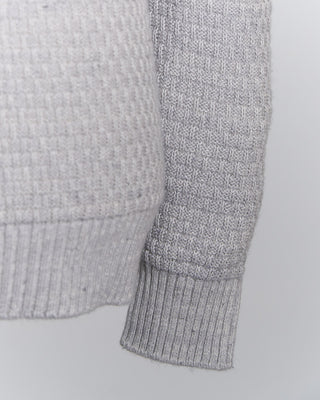 Inis Meain Cashmere  Linen Blend Half Basket Classic Crewneck Sweater Heather Grey 0 2