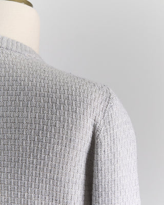 Inis Meain Cashmere  Linen Blend Half Basket Classic Crewneck Sweater Heather Grey 0 4