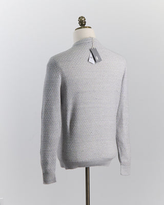 Inis Meain Cashmere  Linen Blend Half Basket Classic Crewneck Sweater Heather Grey 0 5