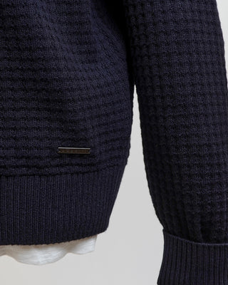 Bugatti Waffle Knit Smart Casual Quarter Zip Sweater Navy  3