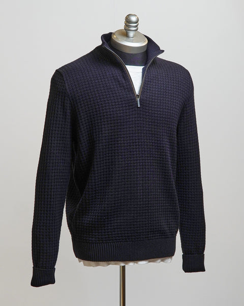 Bugatti Waffle Knit Smart Casual Quarter Zip Sweater - blazerformen.com –  Blazer For Men
