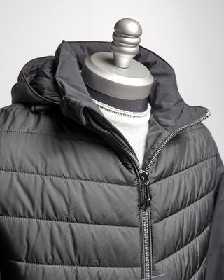Bugatti Mid Weight Quilted Hoodie Puffer Jacket Black  3
