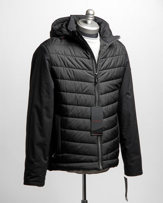 Bugatti Mid Weight Quilted Hoodie Puffer Jacket Black  8