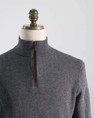 All Season Cotton Piqué Quarter Zip Sweater