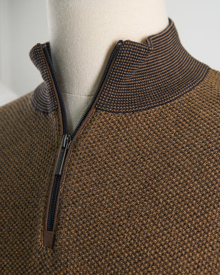 Bugatti All Season Cotton Pique Quarter Zip Sweater Tan 0 6