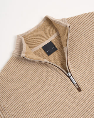 Bugatti Ribbed 2 Tone Quarter Zip Sweater Wheat 17 32240