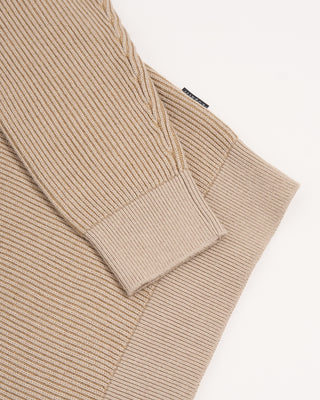 Bugatti Ribbed 2 Tone Quarter Zip Sweater Wheat 17 32241
