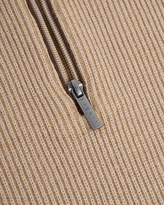 Bugatti Ribbed 2 Tone Quarter Zip Sweater Wheat 17 32242