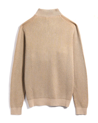 Bugatti Ribbed 2 Tone Quarter Zip Sweater Wheat 21 3225