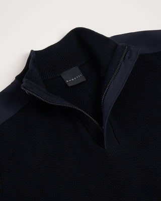 Bugatti Honeycomb Jersey Quarter Zip Sweater Navy 1 2854