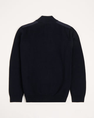 Bugatti Honeycomb Jersey Quarter Zip Sweater Navy 2837