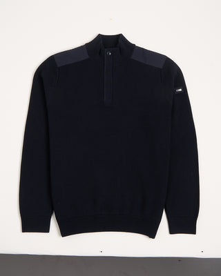 Bugatti Honeycomb Jersey Quarter Zip Sweater Navy 98 2836
