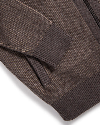 Bugatti Ribbed 2 Tone Full Zip Sweater Tan  Brown 3 6172