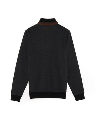 Bugatti Jacquard Jersey Sporty Quarter Zip Sweater Charcoal 11 4794