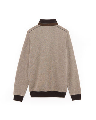 Bugatti Jacquard Jersey Sporty Quarter Zip Sweater Tan  Brown 22 4799